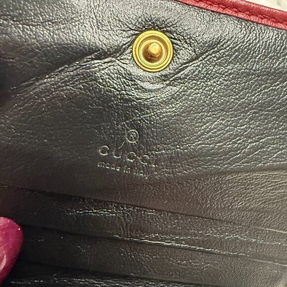 GUCCI GG Marmont  Black Red Leather - Bifold Wallet - Picture 4 of 7